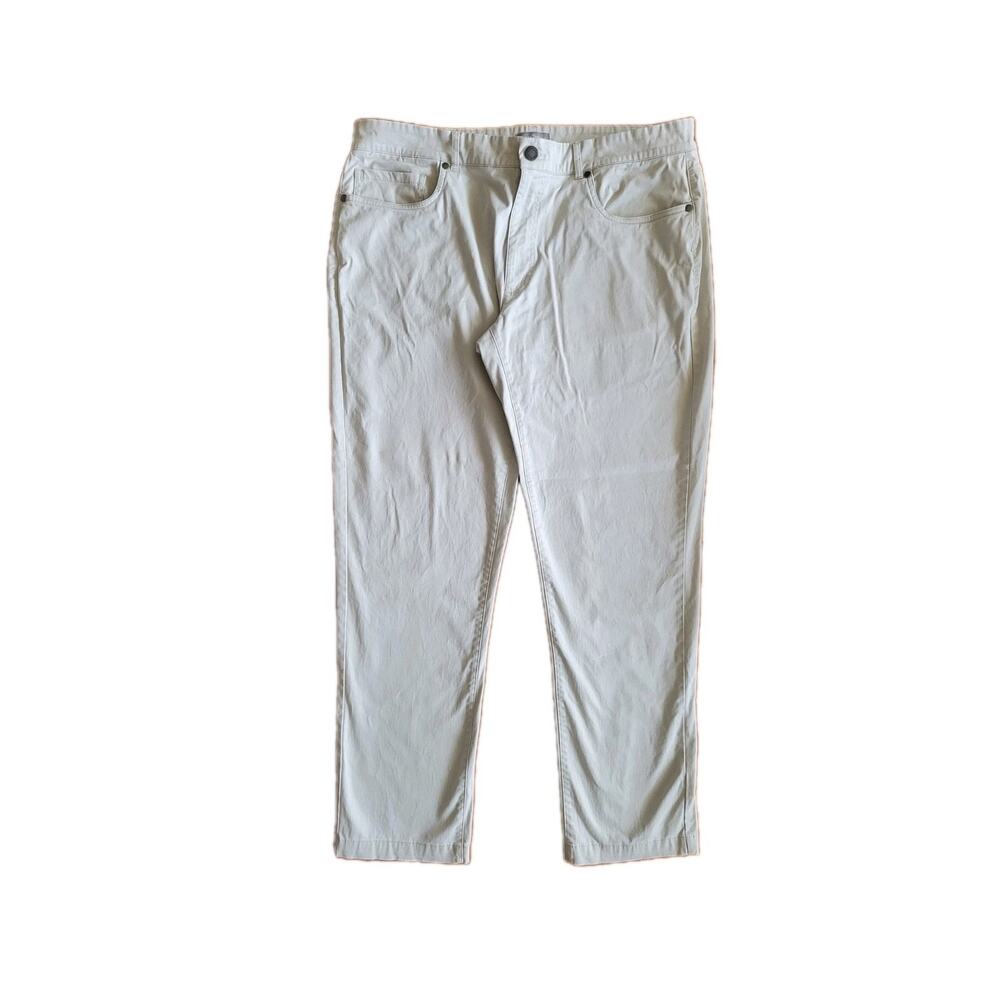 Hickey Freeman Pants Mens 38x32 Cream Chino Stretch Twill 5 Pocket Casual